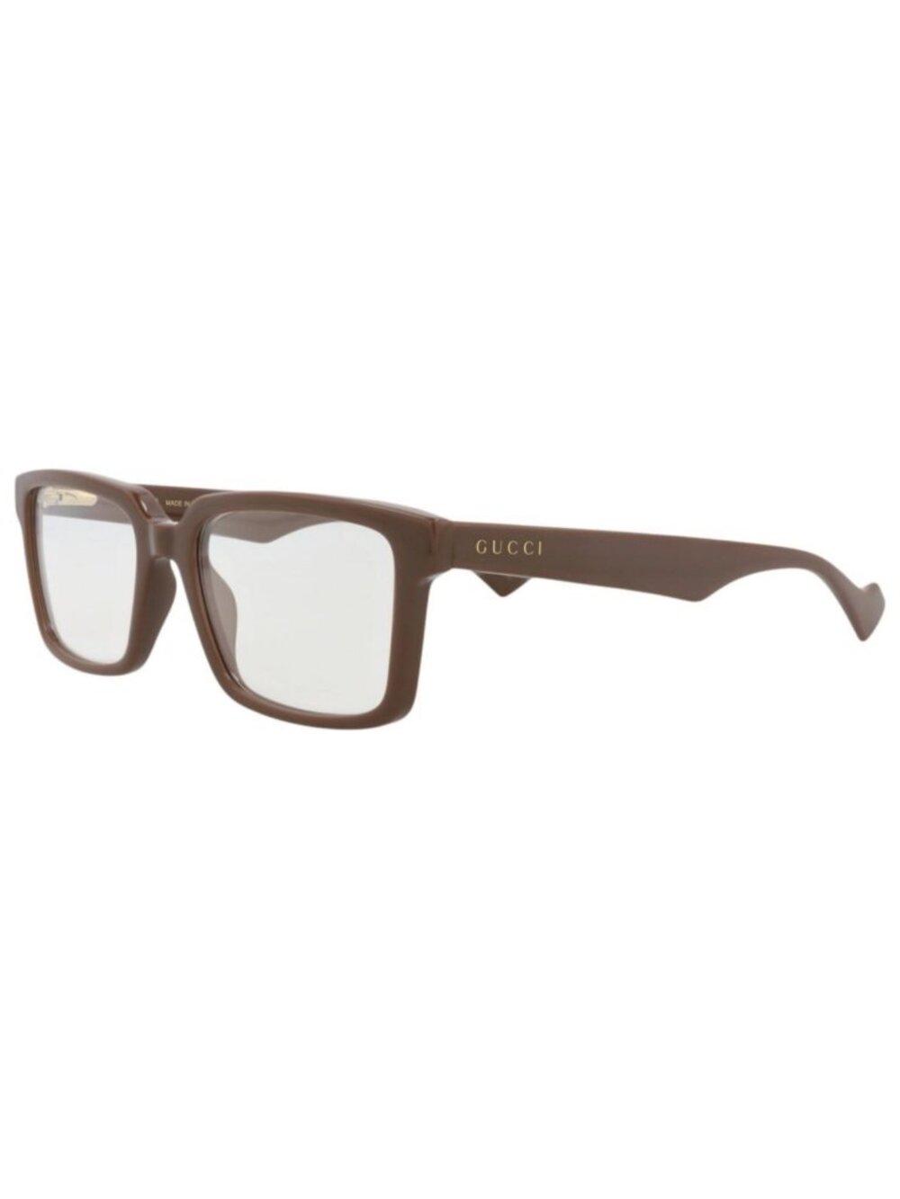 New Gucci Mens Square/Rectangle Brown Brown Transparent Fashion Designer Eyeglas